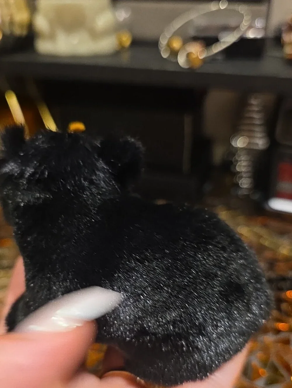 Source Unknown Black Plush Small Pet Toy with Tan Accents